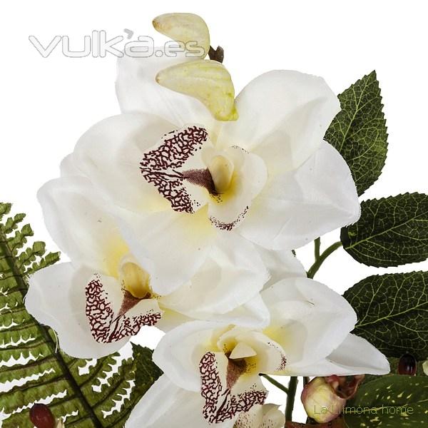 Ramo artificial flores orqudeas cymbidium crema con hojas 49 2 - La Llimona home