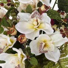 Ramo artificial flores orquideas cymbidium crema con hojas 49 3 - la llimona home