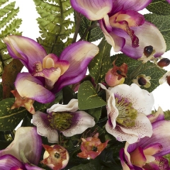 Ramo artificial flores orqudeas cymbidium malva con hojas 49 2 - la llimona home