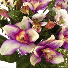 Ramo artificial flores orquideas cymbidium malva con hojas 49 3 - la llimona home
