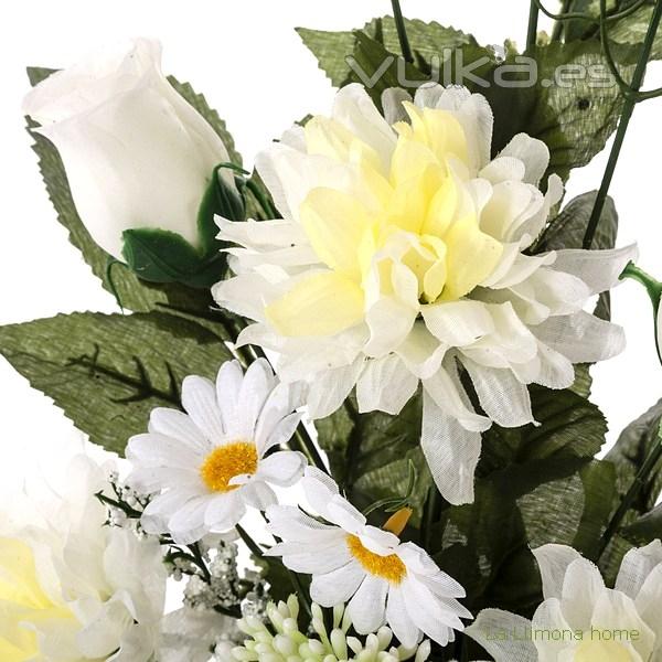 Ramo artificial flores margaritas crisantemos crema con hojas 43 1 - La Llimona home