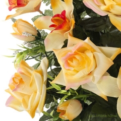 Ramo artificial flores rosas y orqudeas cymbidium naranjas con hojas 56 3 - la llimona home