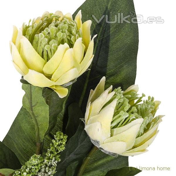 Ramo artificial flores magnolias crema con hojas 52 2 - La Llimona home