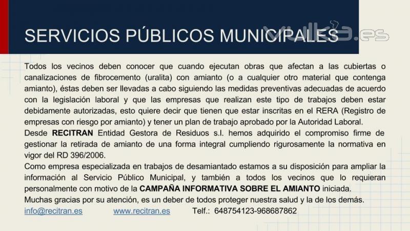 RECITRAN Campaña Informativa sobre el Amianto Ayuntamientos