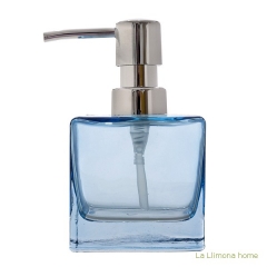 Dosificador bano glass cuadrado transparente azul - la llimona home