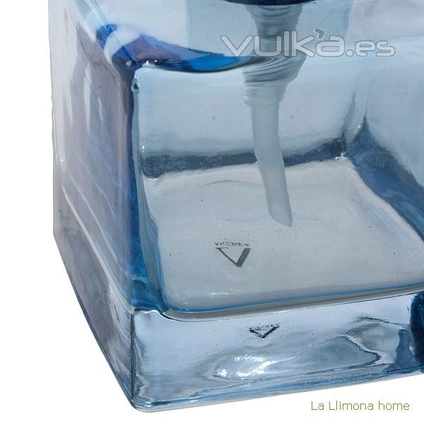 Dosificador bao glass cuadrado transparente azul 2 - La Llimona home