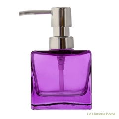 Dosificador bano glass cuadrado transparente malva - la llimona home