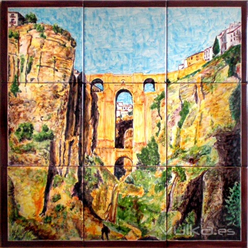 Ronda Puente Nuevo. Mural de azulejos pintados a mano.45x45 cm.