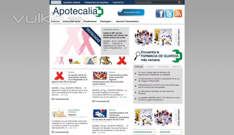 Pgina web de Apotecalia www.apotecalia.es