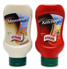 Mayonesa y ketchup botella topdown con tapon antigoteo