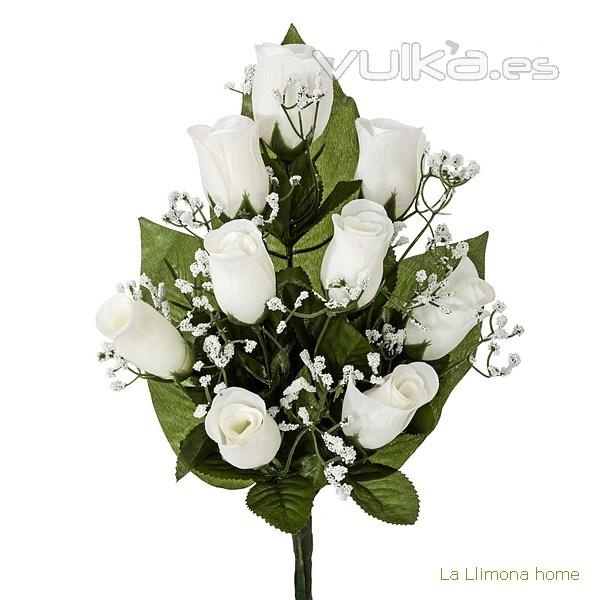 Todos los Santos. Ramo artificial flores rosas blancas con gypsophilas 38 - La Llimona home