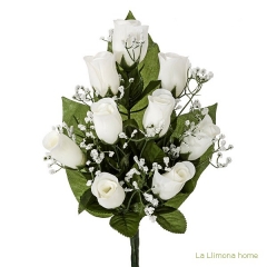 Todos los santos ramo artificial flores rosas blancas con gypsophilas 38 - la llimona home