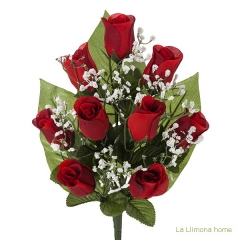 Todos los santos ramo artificial flores rosas color rojo con gypsophilas 38 - la llimona home