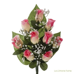 Todos los santos ramo artificial flores rosas color rosa con gypsophilas 38 - la llimona home