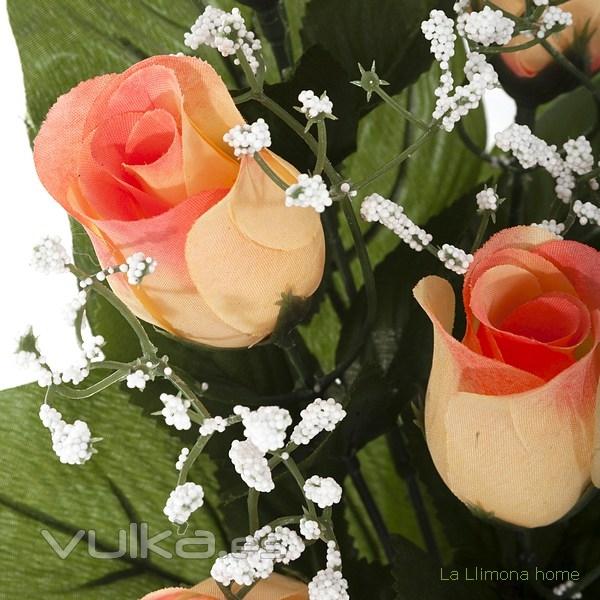 Todos los Santos. Ramo artificial flores rosas color salmn con gypsophilas 38 2 - La Llimona home