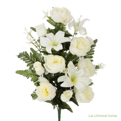 Todos los santos ramo artificial flores peonia blanca con lilium 60 - la llimona home