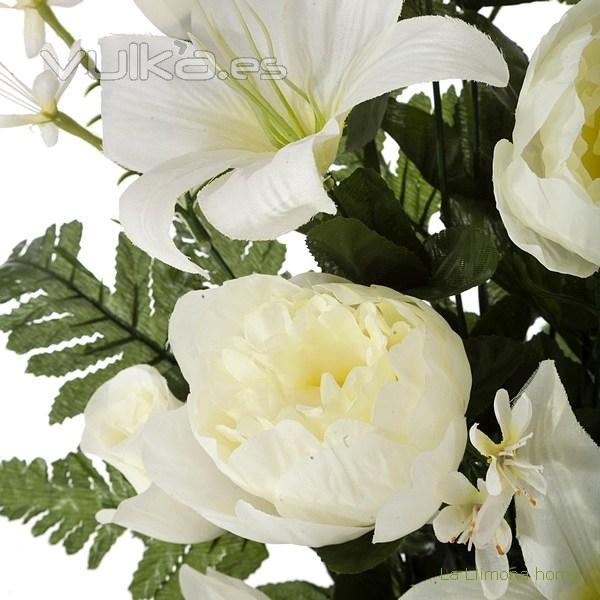 Todos los Santos. Ramo artificial flores peonia blanca con lilium 60 1 - La Llimona home