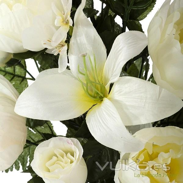 Todos los Santos. Ramo artificial flores peonia blanca con lilium 60 2 - La Llimona home