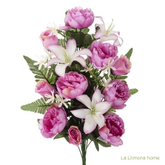 Todos los santos. ramo artificial flores peonia malva con lilium 60 - la llimona home