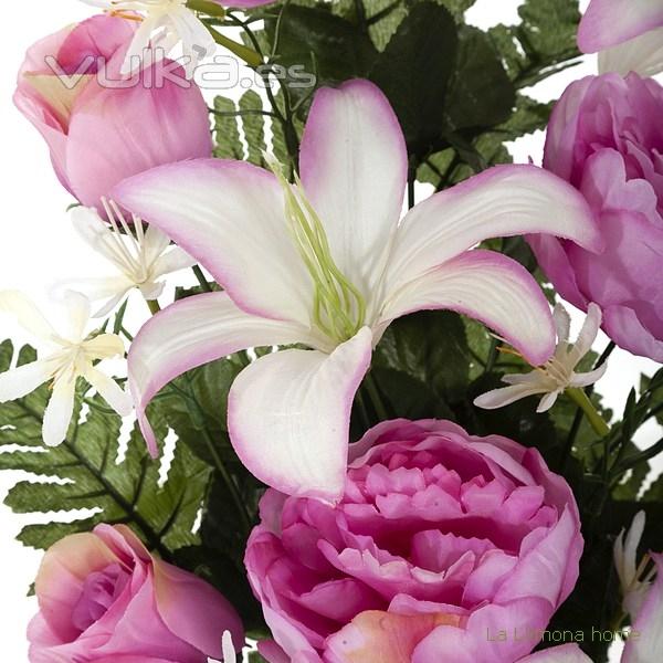 Todos los Santos. Ramo artificial flores peonia malva con lilium 60 2 - La Llimona home