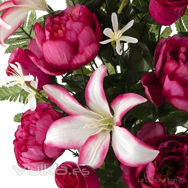 Todos los Santos. Ramo artificial flores peonia fucsia con lilium 60 1 - La Llimona home