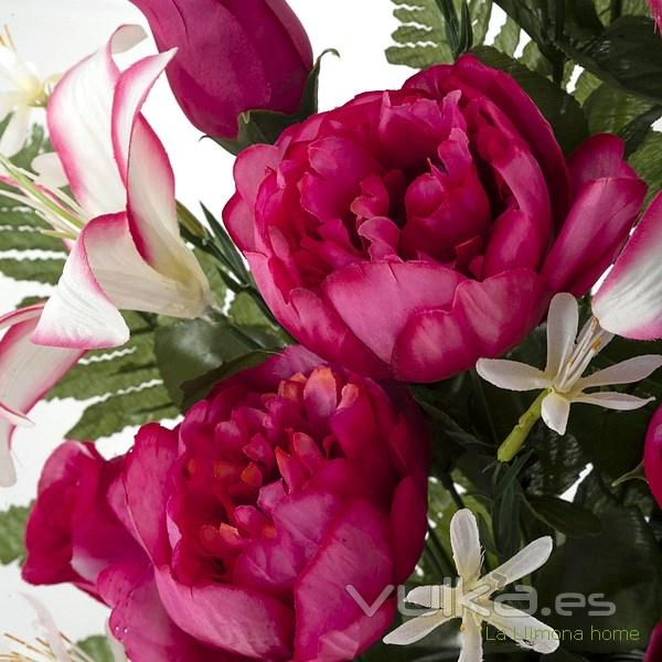 Todos los Santos. Ramo artificial flores peonia fucsia con lilium 60 2 - La Llimona home