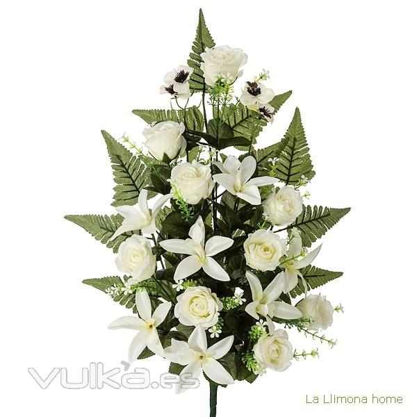 Todos los Santos. Ramo artificial flores orquídeas y rosas blancas con hojas 65 - La Llimona home