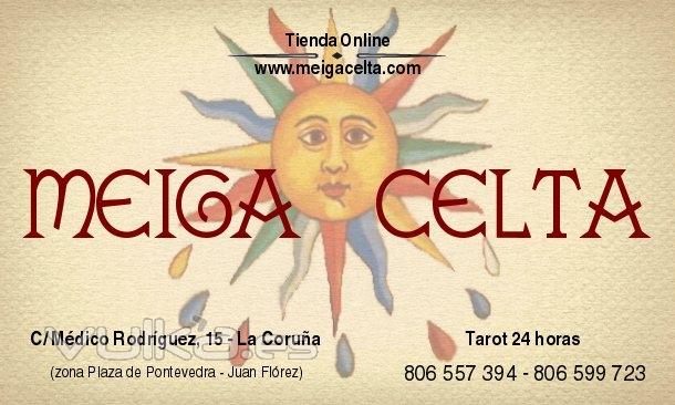 www.meigacelta.com - tarjeta de visita de Meiga Celta, a 300 metros del Hotel Hesperia, Juan Florez