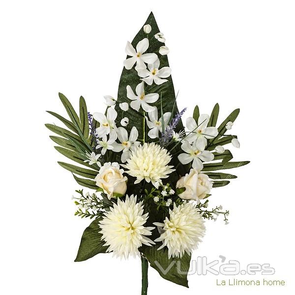 Todos los Santos. Ramo artificial flores crisantemos con rosas blancas 60 - La Llimona home
