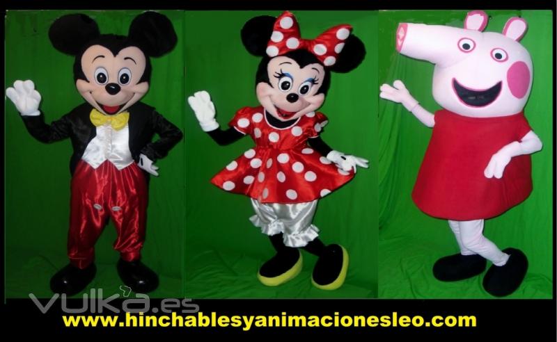 mickey mouse, minnie mouse y pepa pig en huelva