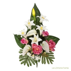Todos los santos. ramo artificial flores anthuriums blancos con rosas 60 - la llimona home