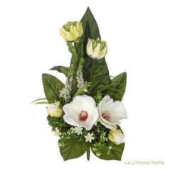 Todos los santos ramo artificial flores magnolias crema con hojas 52 - la llimona home