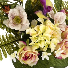 Ramo artificial flores rosas orquideas cymbidium malva con hojas 48 3 - la llimona home