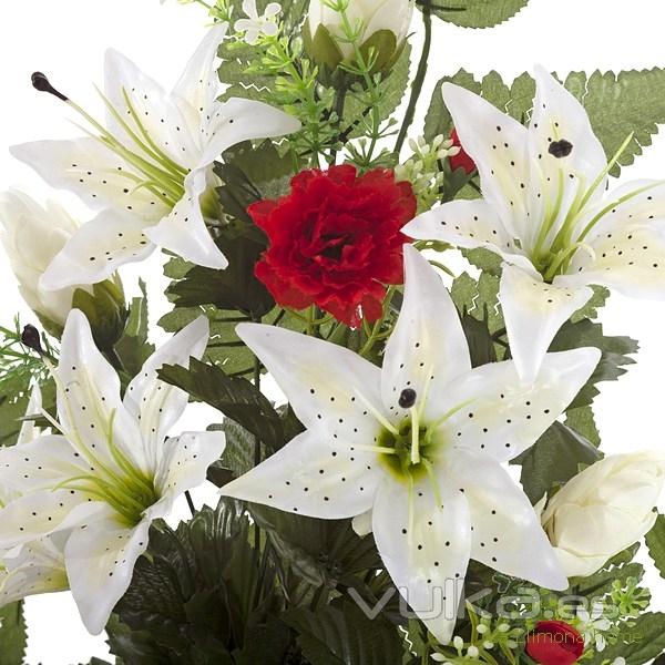Ramo artificial flores lilium y clavellinas rojas con hojas 65 1 - La Llimona home