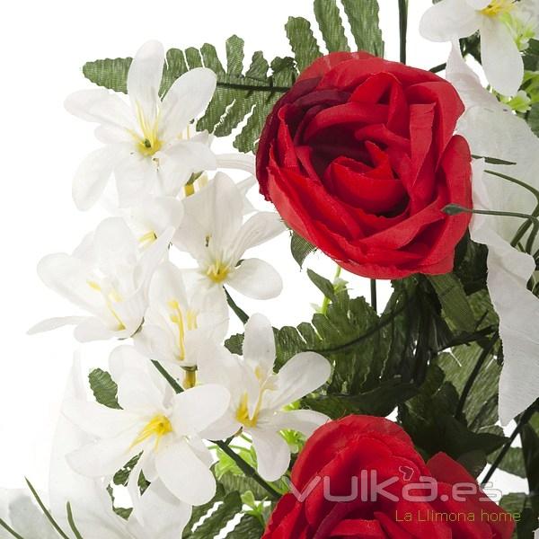 Todos los Santos. Ramo artificial flores camelias rojas con liliums 60 1 - La Llimona home