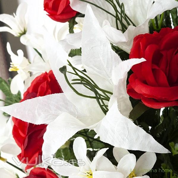 Todos los Santos. Ramo artificial flores camelias rojas con liliums 60 2 - La Llimona home