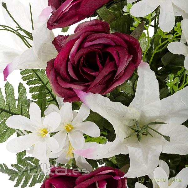 Todos los Santos. Ramo artificial flores camelias malvas con liliums 60 1 - La Llimona home