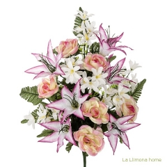 Todos los santos ramo artificial flores camelias bicolor con liliums 60 - la llimona home