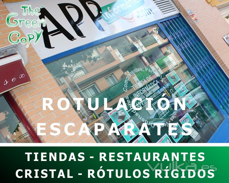 rotulación de escaparates en tiendas y restaurantes the green copy Villanueva de la Cañada MADRID