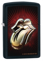 Zippo Lighter Rolling Stones Tongue Burst Black Matte