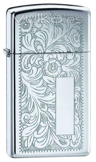 Zippo Lighter Venetian Polished Chrome Slim