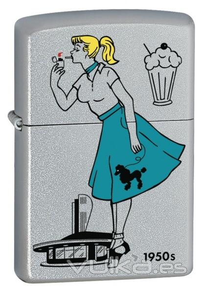 Zippo Windy Girl 1950s Satin Chrome