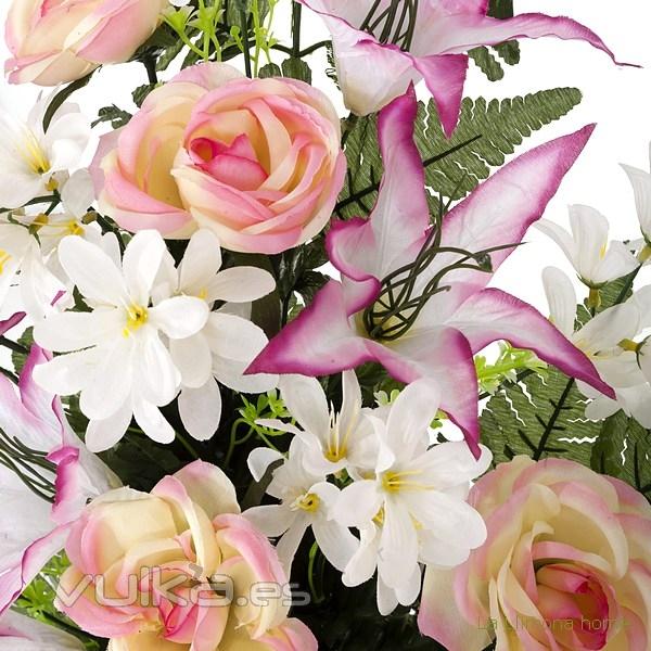 Todos los Santos. Ramo artificial flores camelias bicolor con liliums 60 2 - La Llimona home