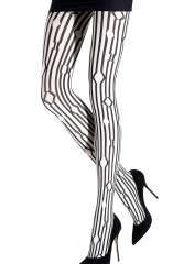 Panty fantasia dibujo diseo geometrico blanco y negro 5783.1.3 emilio cavallini www.lenceriaemi.com
