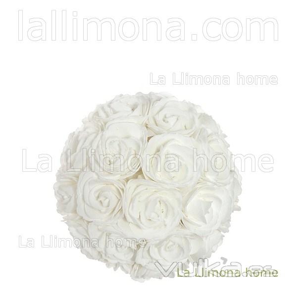 Flores artificiales. Bola flores rosas artificiales blancas 15 - La Llimona home