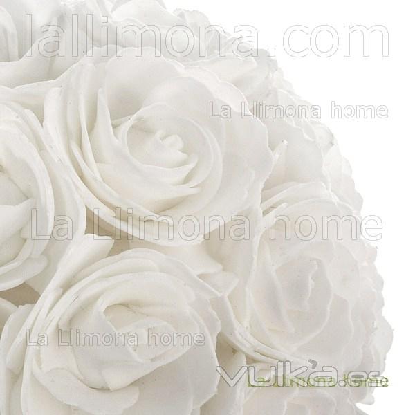 Flores artificiales. Bola flores rosas artificiales blancas 15 1 - La Llimona home