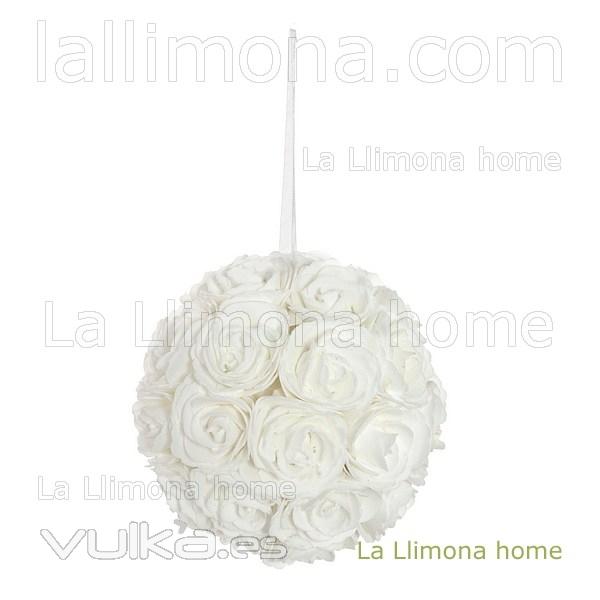 Flores artificiales. Bola flores rosas artificiales blancas 15 2 - La Llimona home