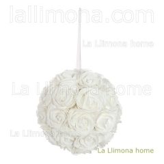 Flores artificiales bola flores rosas artificiales blancas 15 2 - la llimona home
