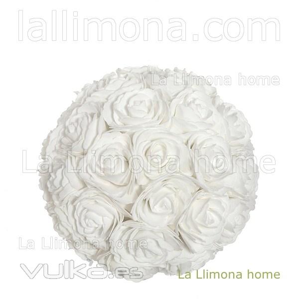 Flores artificiales. Bola flores rosas artificiales blancas 23 - La Llimona home