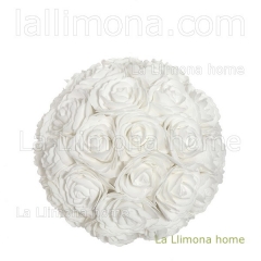 Flores artificiales bola flores rosas artificiales blancas 23 - la llimona home